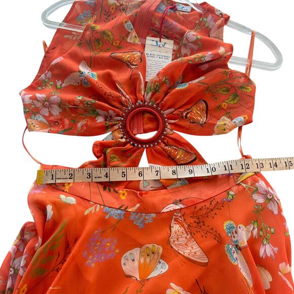 NWT My Beachy Side Begonia Flowy Cut-Out Floral Orange Maxi Dress Ring Small S - Picture 14 of 16